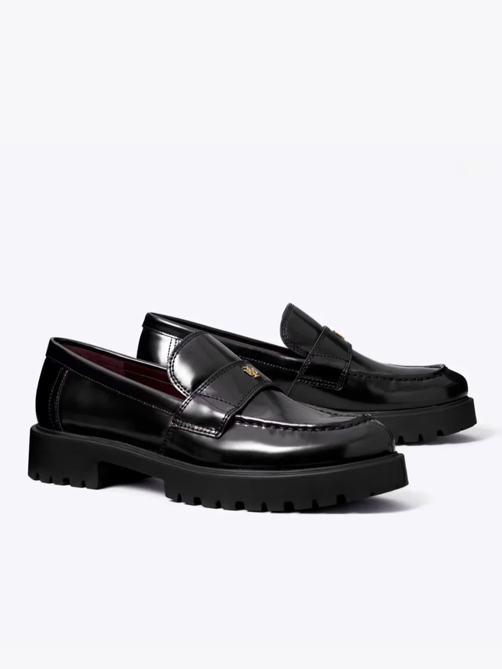 TORY BURCH Classic Lug Loafer Black Leather Platform Loafers 8.5